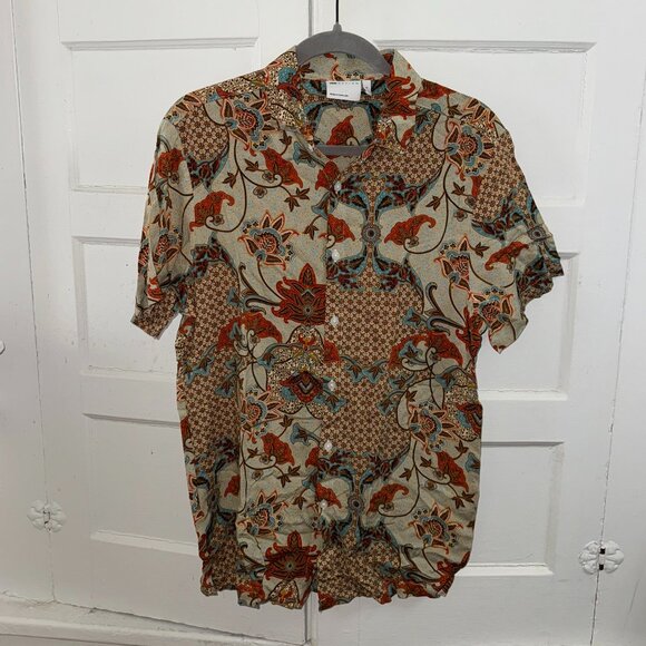 NEW ASOS DESIGN regular shirt in paisley print in tan - Picture 5 of 8